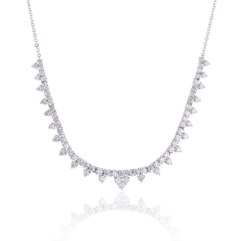Silver Cubic Zirconia Fancy Drop Necklet