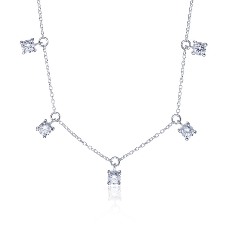 Silver Round Cubic Zirconia Necklet