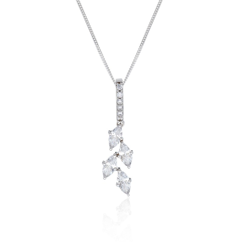 Silver Marquise Cut Cubic Zirconia Drop Pendant
