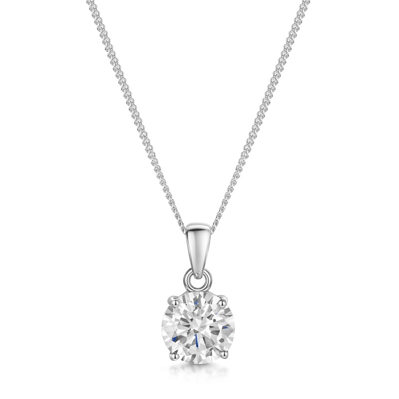 Silver Cubic Zirconia Solitaire Pendant