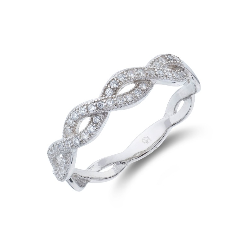 Silver Cubic Zirconia Fancy Band