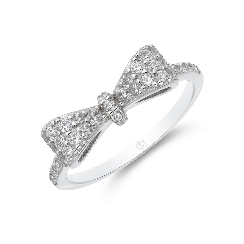 Silver Cubic Zirconia Bow Ring