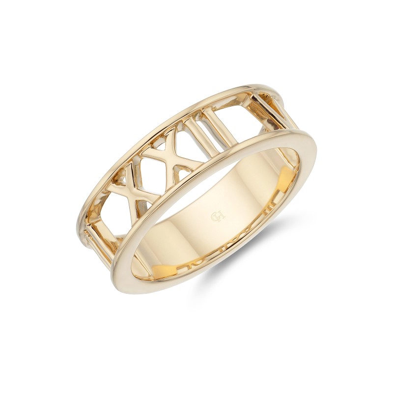 Yellow Gold Plated Roman Numeral Ring