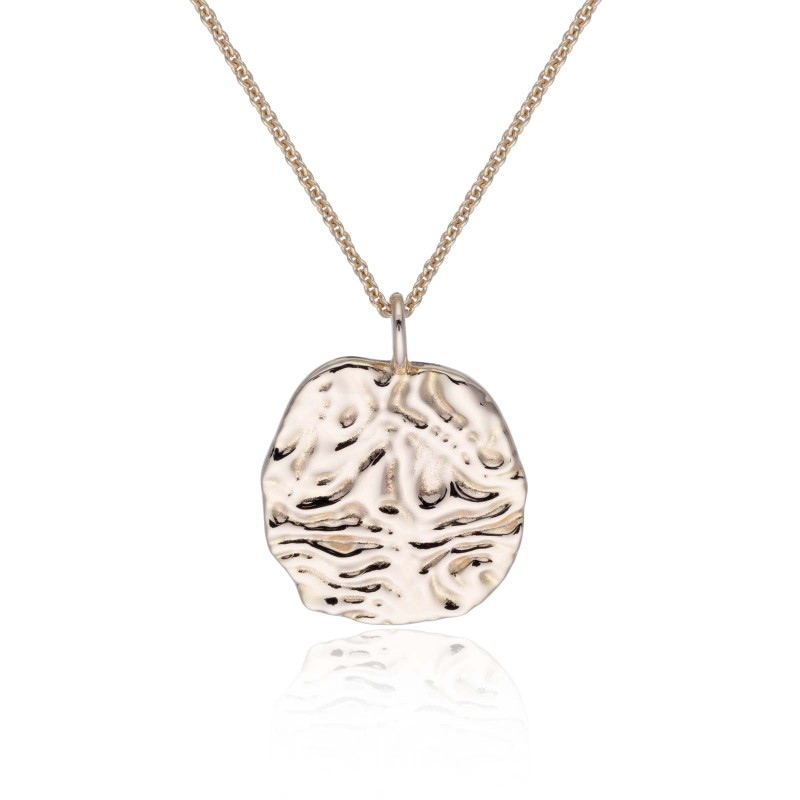 Sterling Silver Yellow Gold Plated Textured Pendant