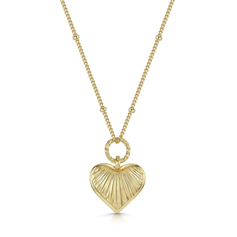 18ct Yellow Gold Vermeil Textured Heart Pendant