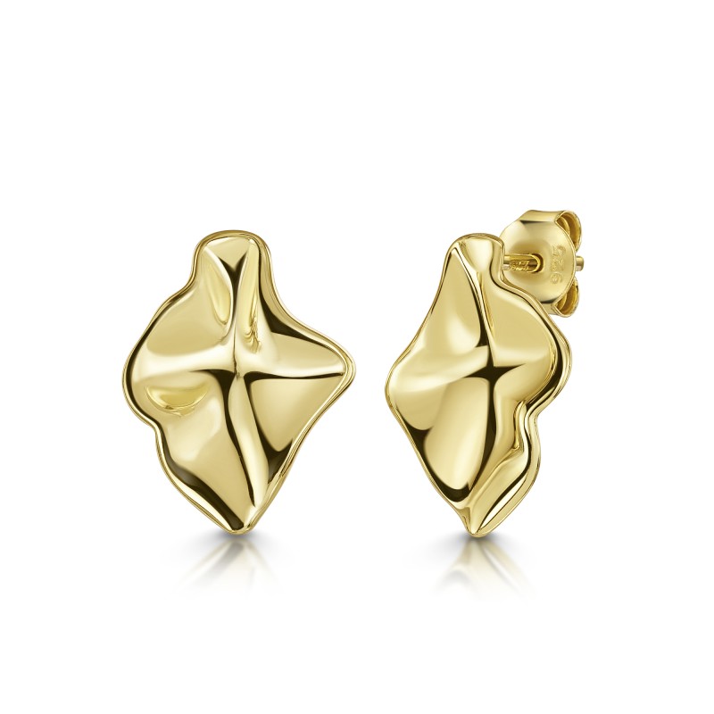 18ct Yellow Gold Vermeil Hammered Stud Earrings