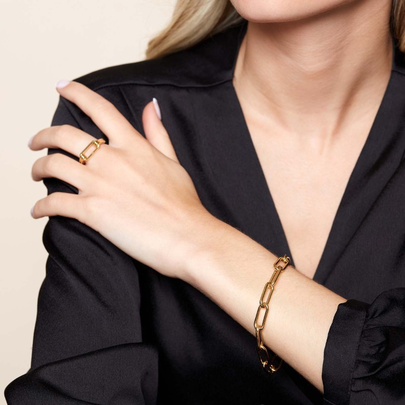 Yellow Gold Plated Graduated Link Bracelet