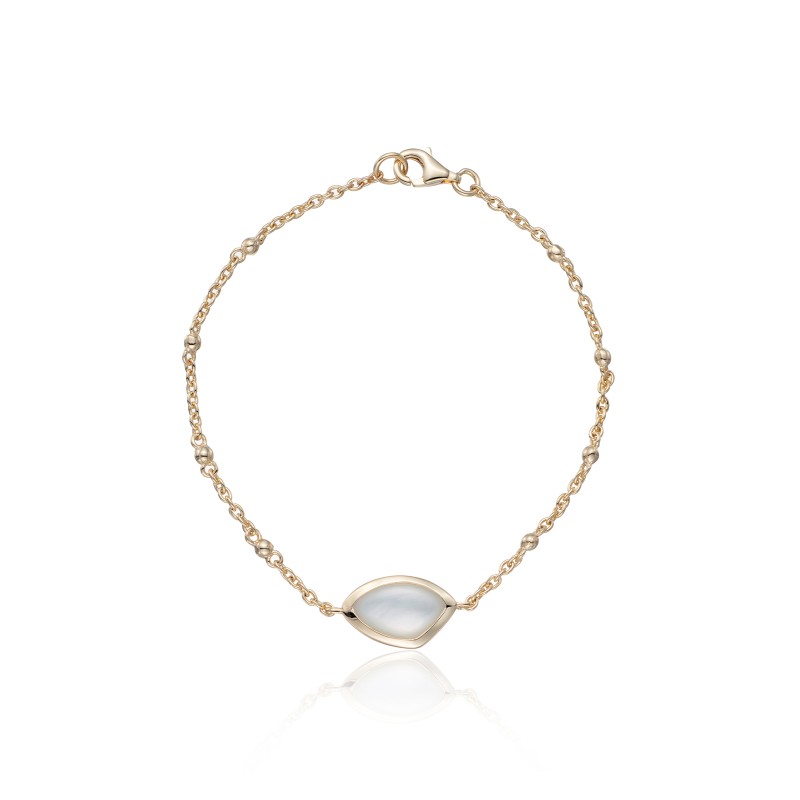 Yellow Gold Plated White Enamel Single Bracelet