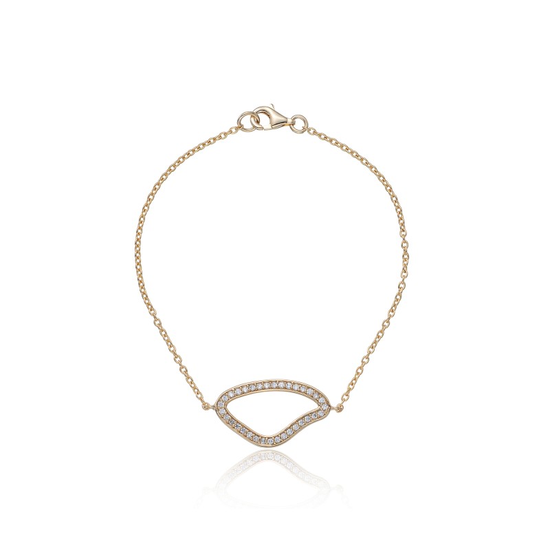 Yellow Gold Plated Cubic Zirconia Open Abstract Bracelet