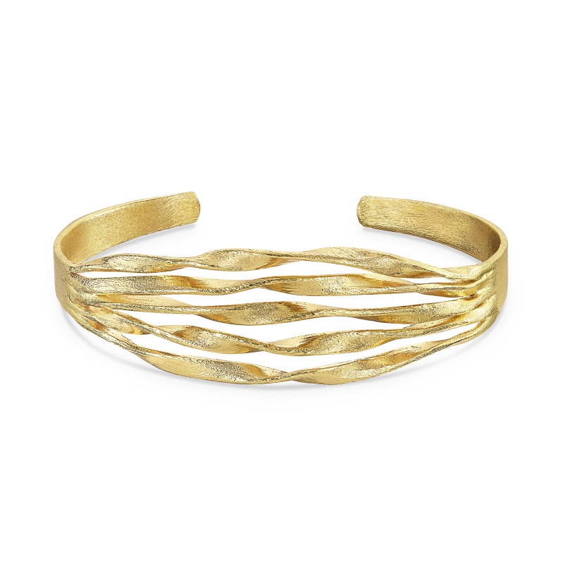 18ct Yellow Gold Vermeil Multi Strand Twist Bangle
