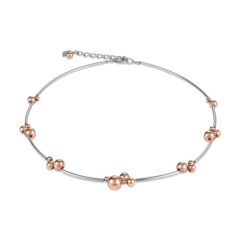 Coeur De Lion Rose Gold Plated Stainless Steel Bubble Beaded Necklace 4983/10-1631