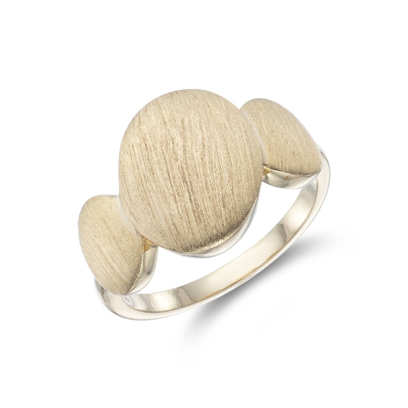 Yellow Gold Plated Triple Brushed Ring