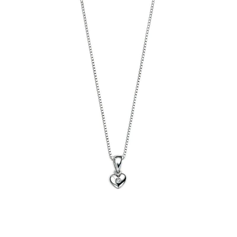 D For Diamond Silver Diamond-Set Heart Pendant