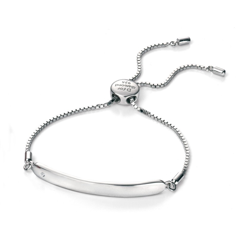 D For Diamond Silver Chain ID Bracelet