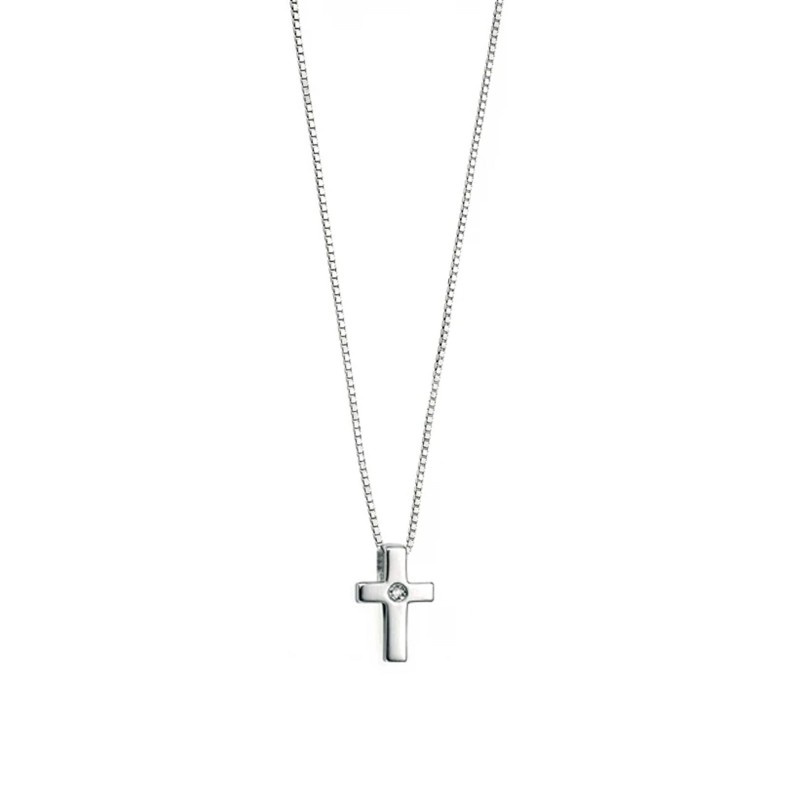D For Diamond Homme Silver Diamond-Set Cross Pendant