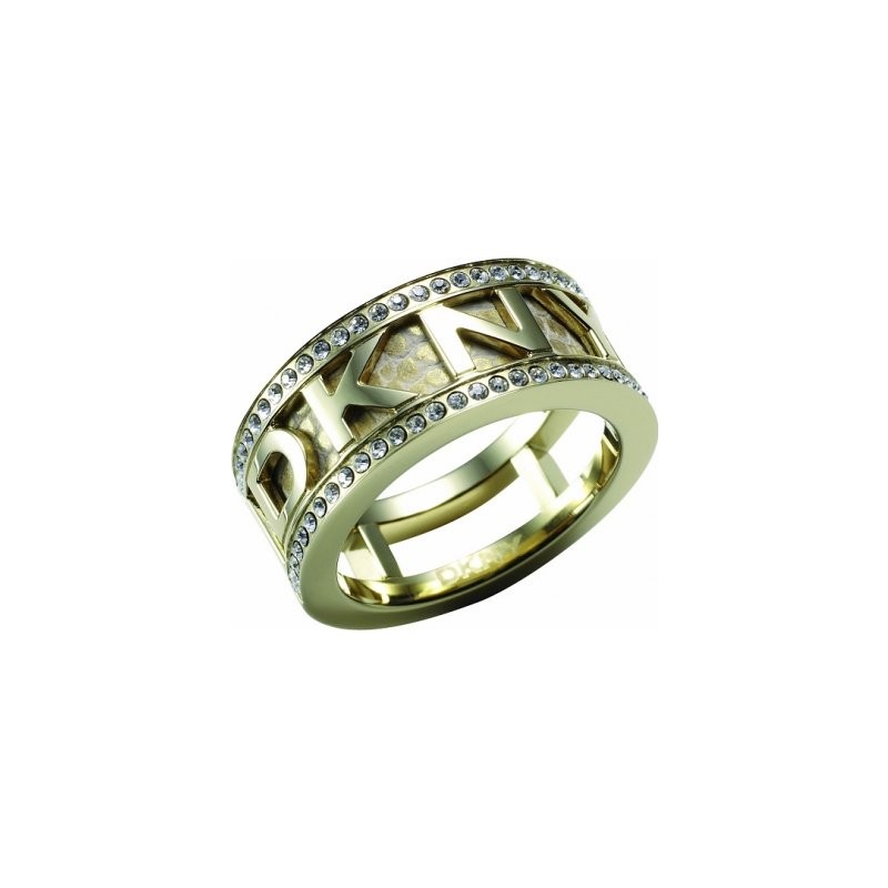 DKNY Gold-Plated Logo Ring