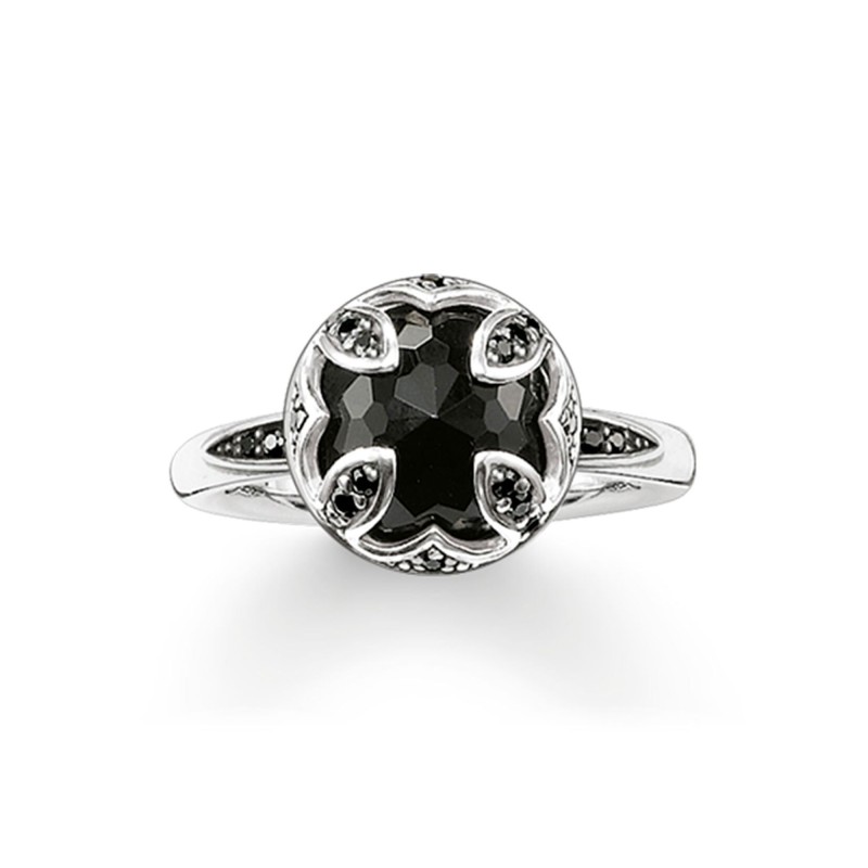 Thomas Sabo Sterling Silver Black Onyx Purity Of Lotus Ring TR2026-641-11