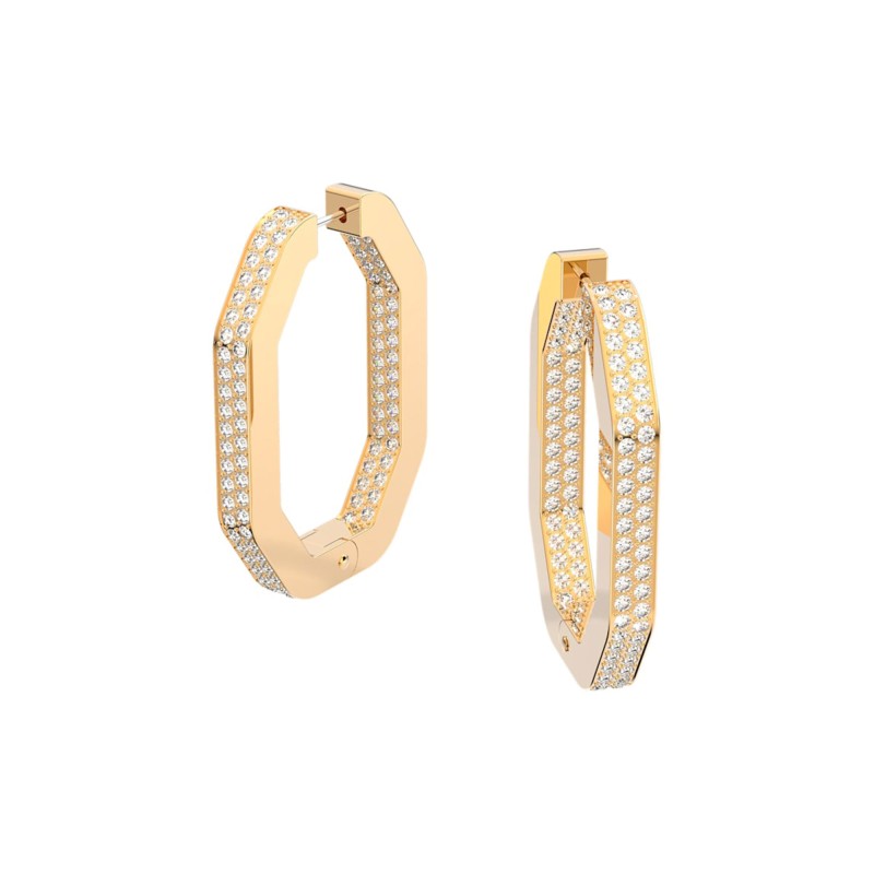 Swarovski Dextera Yellow Gold Plated Octagonal Pav&eacute; Hoop Earrings 5618304
