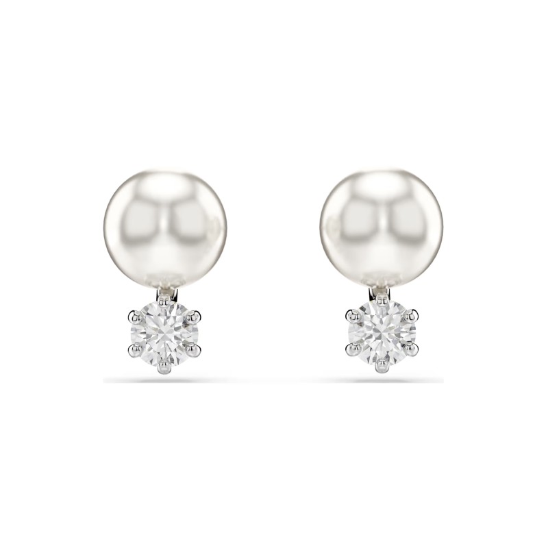Swarovski Matrix Rhodium Plated Crystal Pearl Earrings 5694225
