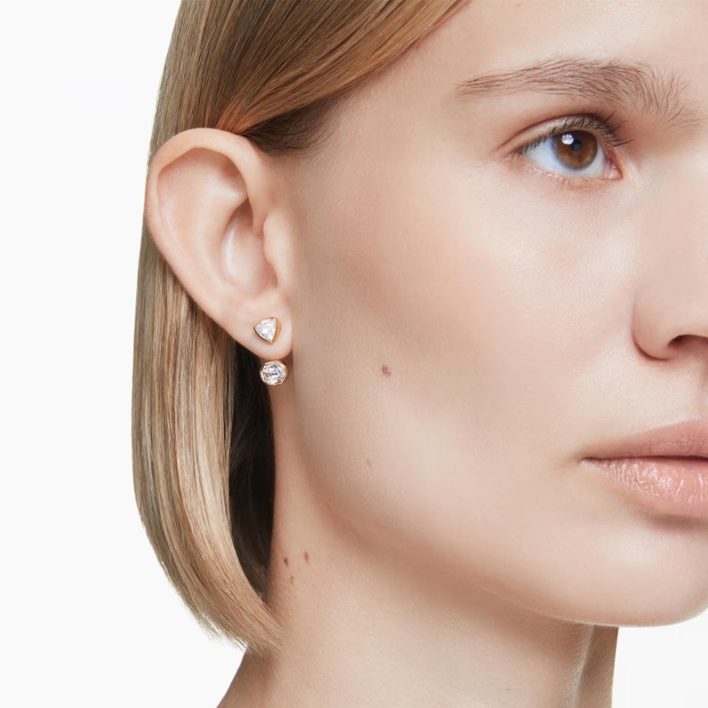 Swarovski Imber Asymmetrical Mixed Cut Gold Tone Plated Drop Earrings ...