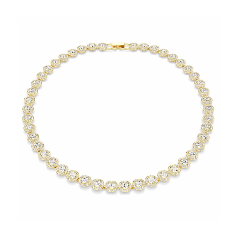 Swarovski Una Angelic Round Cut Gold Tone Plated Tennis Necklace 5720505