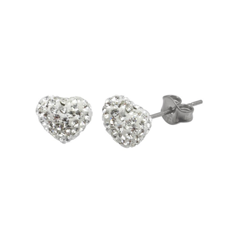 Tresor Paris White Heart Crystal Earrings 8mm