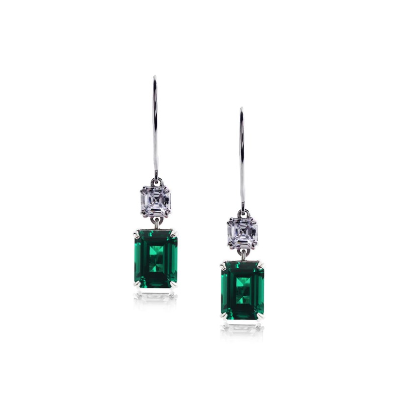 CARAT* Shannon White Gold Plated Emerald Green Drop Earrings CE925W-SHAN-GR
