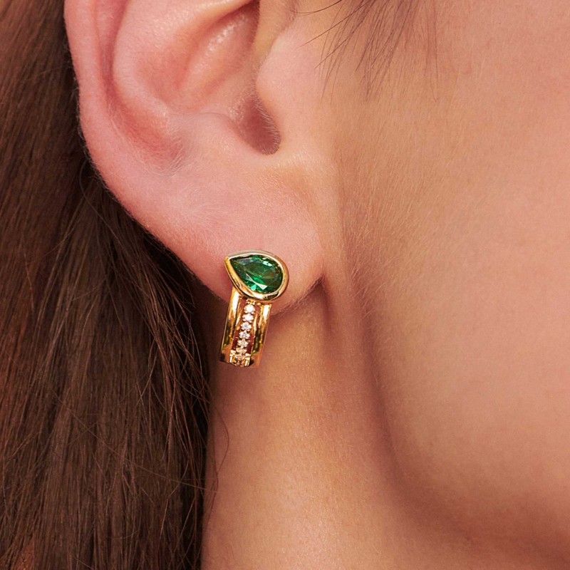 CARAT* Jaia Emerald Green Pear Cut Gold Vermeil Earrings CE925Y-JAIA-EM