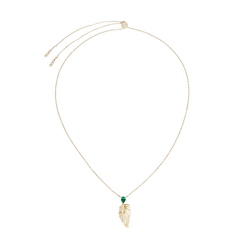 Carat* London Borneo Pear Cut Emerald Green Cubic Zirconia Leaf Pendant CN925Y-BORN-EM