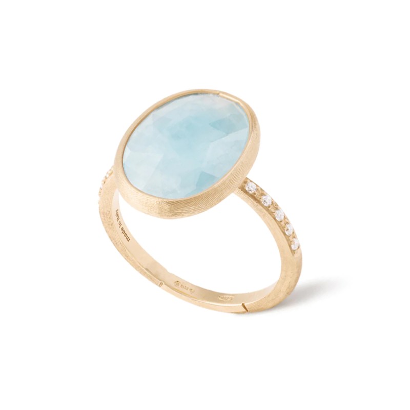 Marco Bicego Siviglia 18ct Yellow Gold Aquamarine and Diamond Ring AB610-B AQ01 Y 02