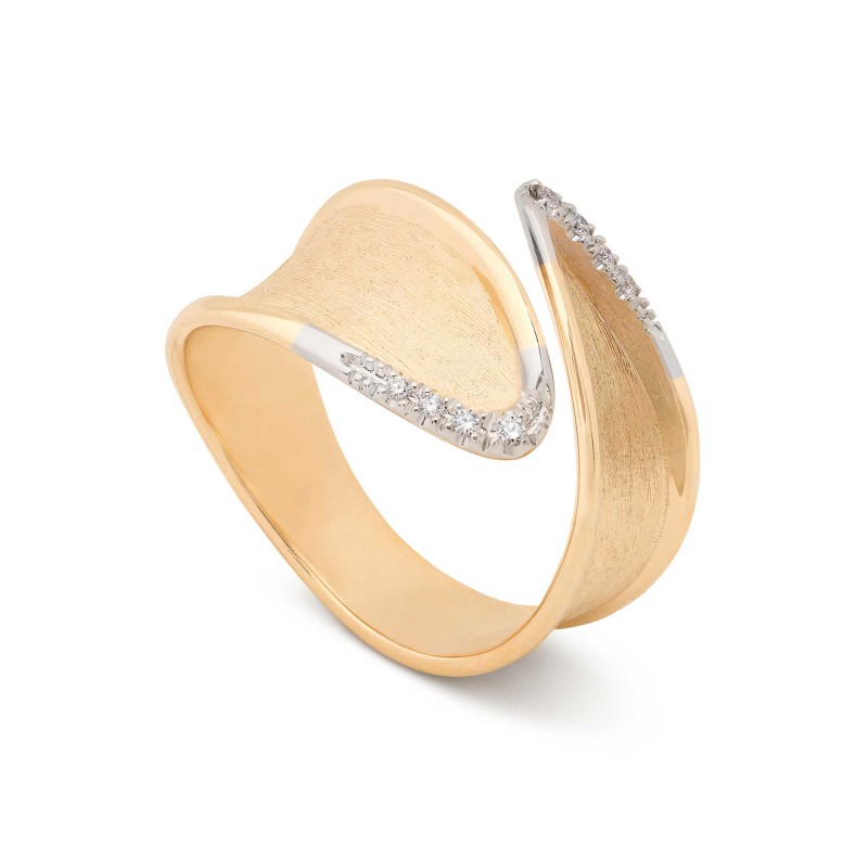 Marco Bicego Lunaria Twist 18ct Yellow Gold Ring With Diamonds AB660 B YW Q6 - Smaller Width
