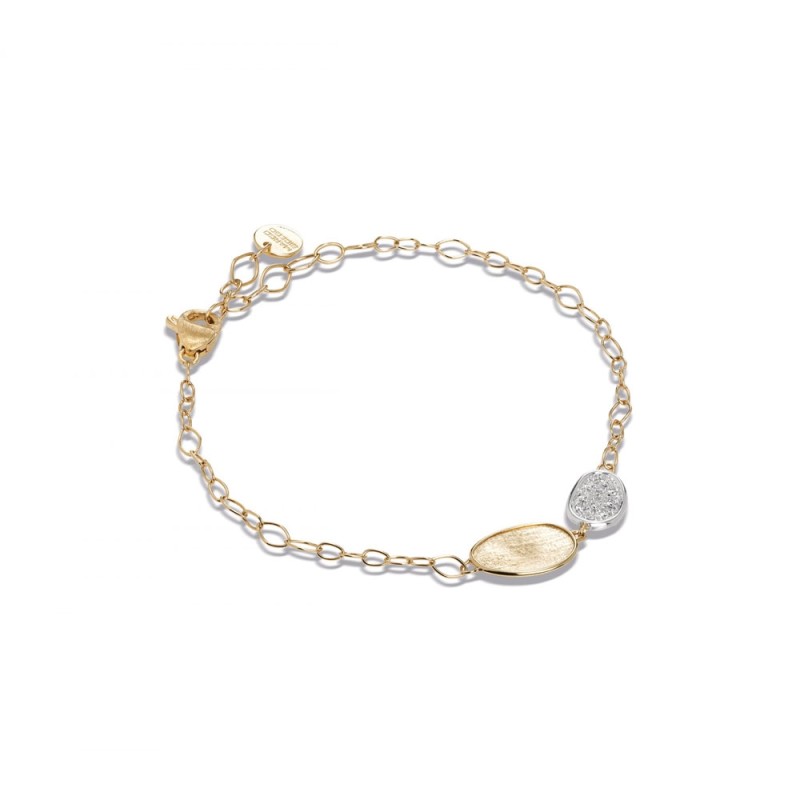 Marco Bicego Lunaria 18ct Yellow Gold 0.09ct Diamond Pave Leaf Bracelet BB2591 B YW