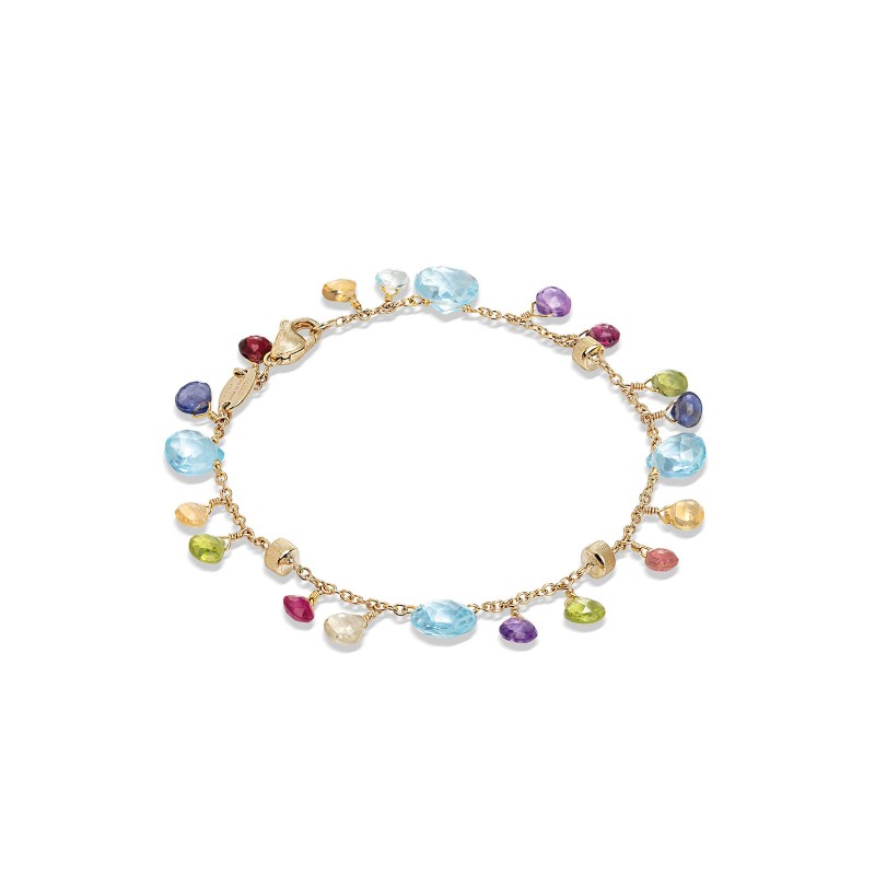 Marco Bicego Paradise Charms Multi 18ct Yellow Gold Gemstone Bracelet 18.5cm BB2584 MIX01T Y 02
