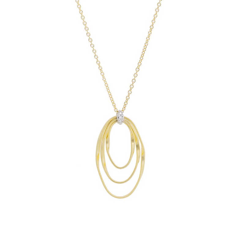 Marco Bicego Marrakech Onde 18ct Yellow Gold 0.03ct Diamond Small Coil Pendant Necklace CG785B YW M5