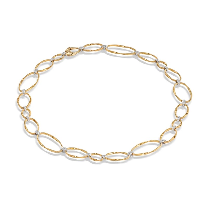 Marco Bicego 18ct Yellow Gold Marrakech Onde 0.43ct Diamond Link Necklace CG783 B2 YW M5