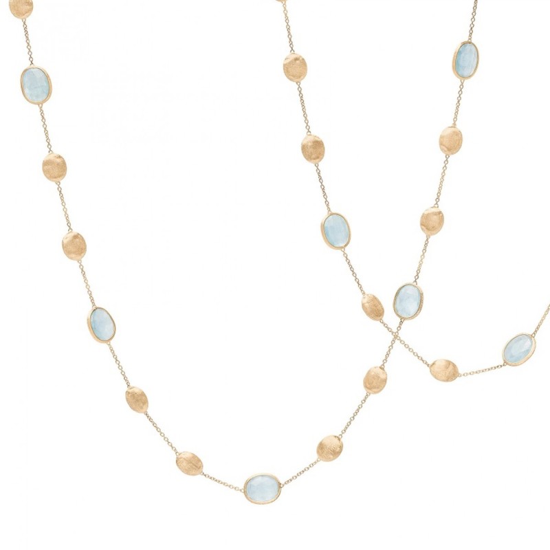Marco Bicego Siviglia 18ct Yellow Gold Aquamarine Necklace CB1624 AQ01 Y 02