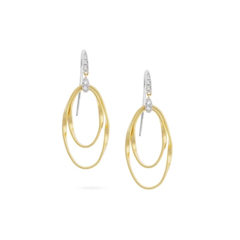 Marco Bicego Onde 18ct Yellow Gold 0.08ct Diamond Double Hoop Earrings OG372-A B1 YW M5