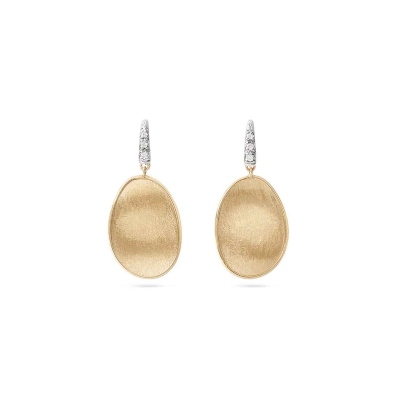 Marco Bicego Lunaria 18ct Yellow Gold 0.05ct Diamond-Studded Earrings OB1342 A B YW Q6