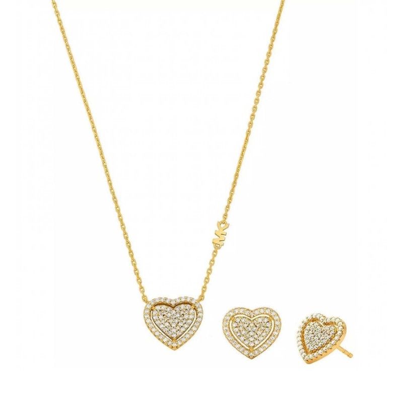 Michael Kors Pavé Heart Necklace and Earrings Gift Set MKC1756SET