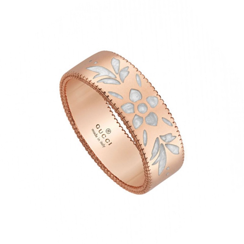 Gucci Icon 18ct Rose Gold Blossom Design Ring YBC434525002