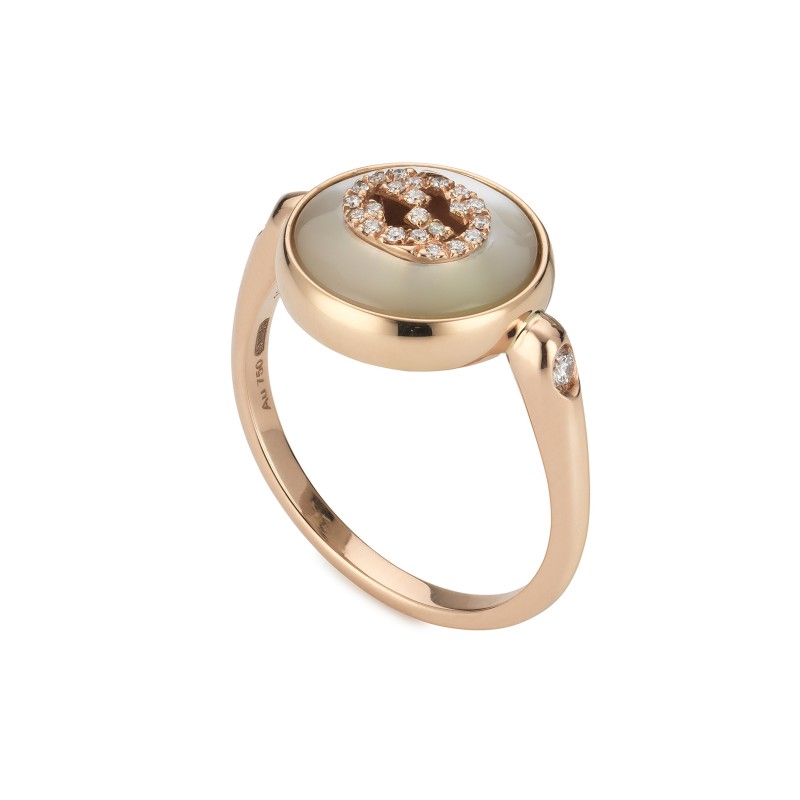 Gucci Interlocking Diamond Mother of Pearl Ring YBC786764001
