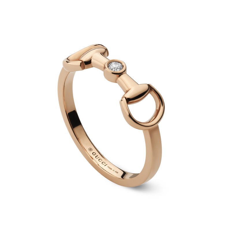 Gucci Horsebit Rose Gold & Diamond Ladies Ring YBC796168001
