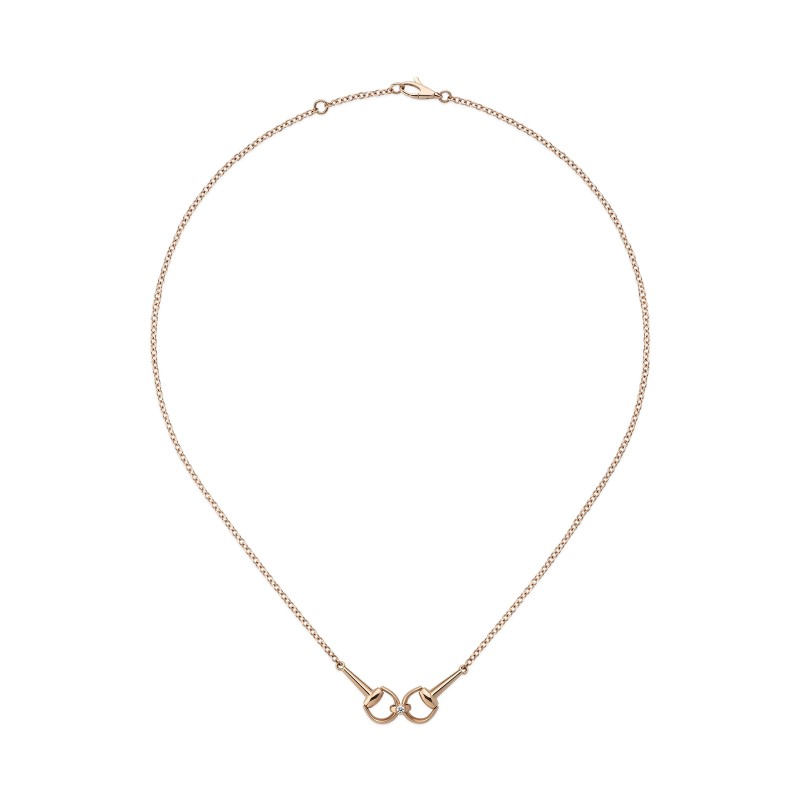 Gucci Horsebit Rose Gold & Diamond Ladies Necklace YBB796833001