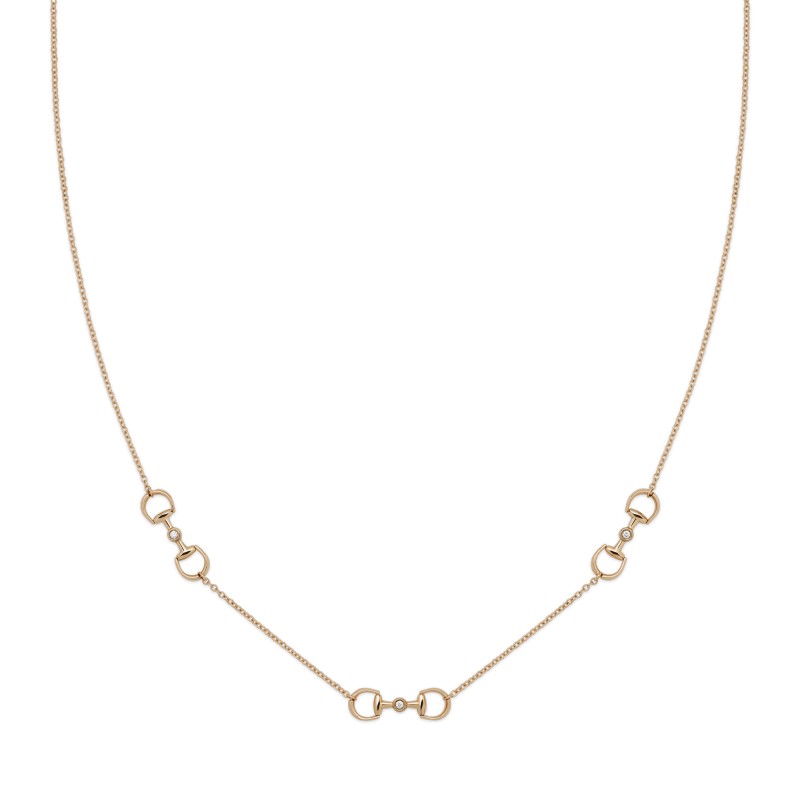 Gucci Horsebit 18ct Rose Gold Diamond Necklace YBB837596001