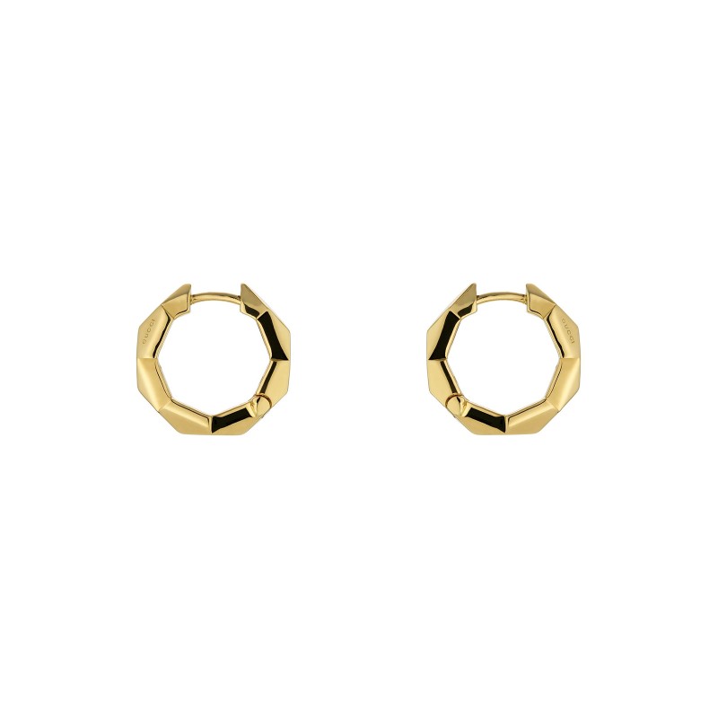 Gucci 18ct Yellow Gold Link to Love Studded Hoop Earrings YBD786727002