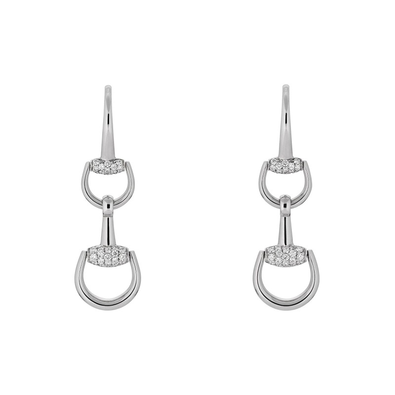 Gucci Horsebit White Gold Diamond Drop Earrings YBD837633001