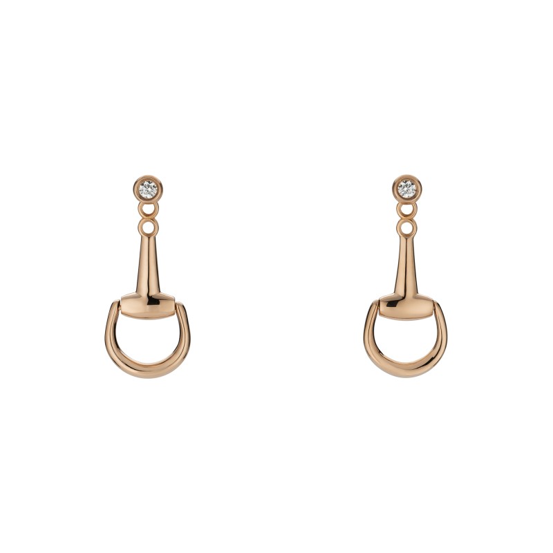 Gucci Horsebit 18ct Rose Gold Diamond Drop Earrings YBD837605001