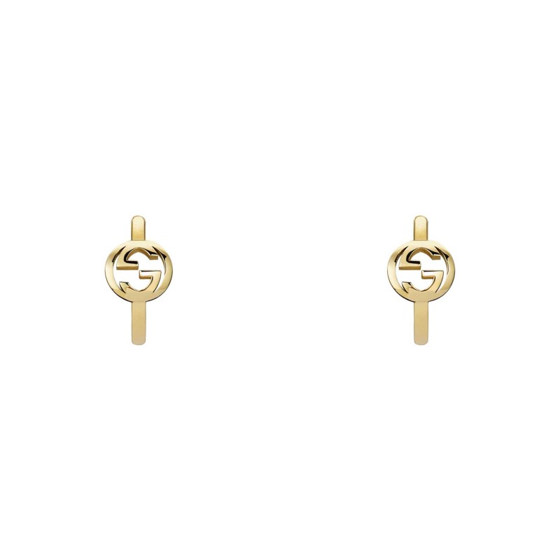 Gucci 18ct Yellow Gold Interlocking Hoop Earrings YBD A000NA 001