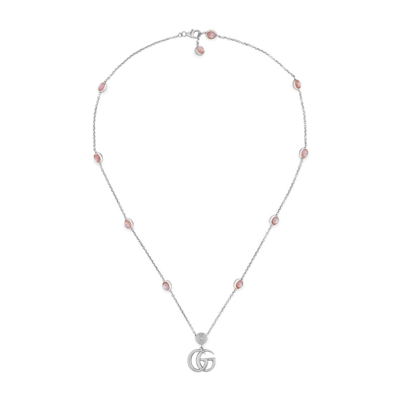 Gucci GG Marmont Sterling Silver Floral Necklace YBB527399003