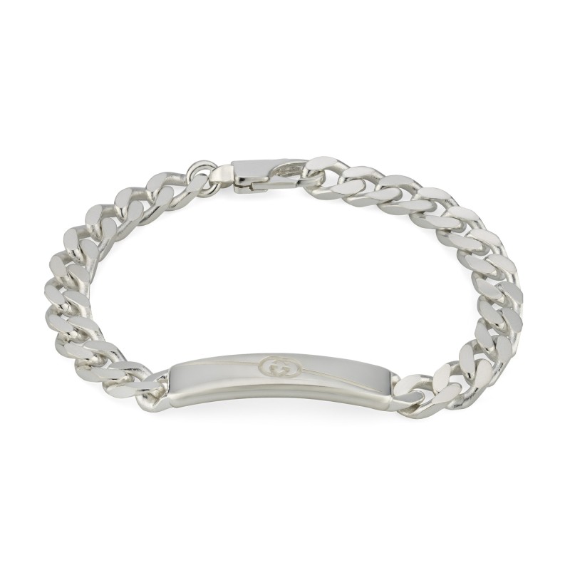 Gucci Interlocking Tag Chunky Silver Bracelet YBA774054001 - Size L